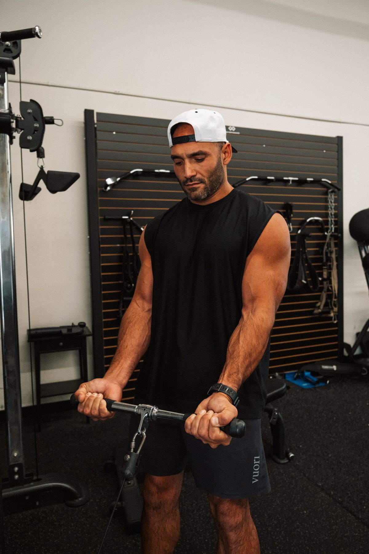 Nick performing a cable exercise with controlled form